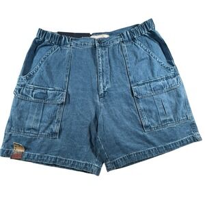 Savane Denim Cargo 7" Jean Shorts 40W Blue Outdoor Hiking Utility Cabincore NEW